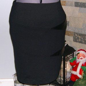 Alfani 20W Black Pencil Skirt faux Leather Details